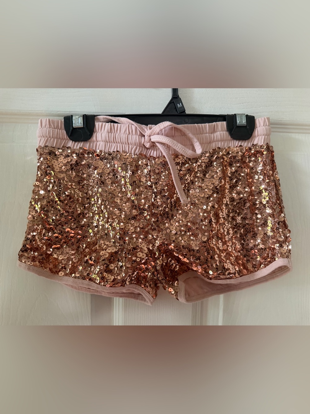 Mia Joy Girls' Light Pink Sequin Elastic Waist Shorts